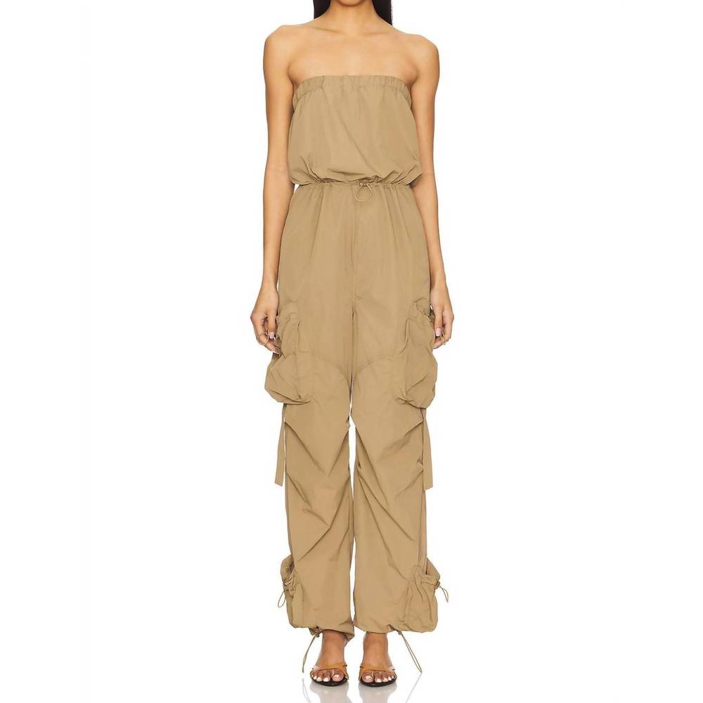 NEW STEVE MADDEN kylo strapless cargo jumpsuit in oak buff